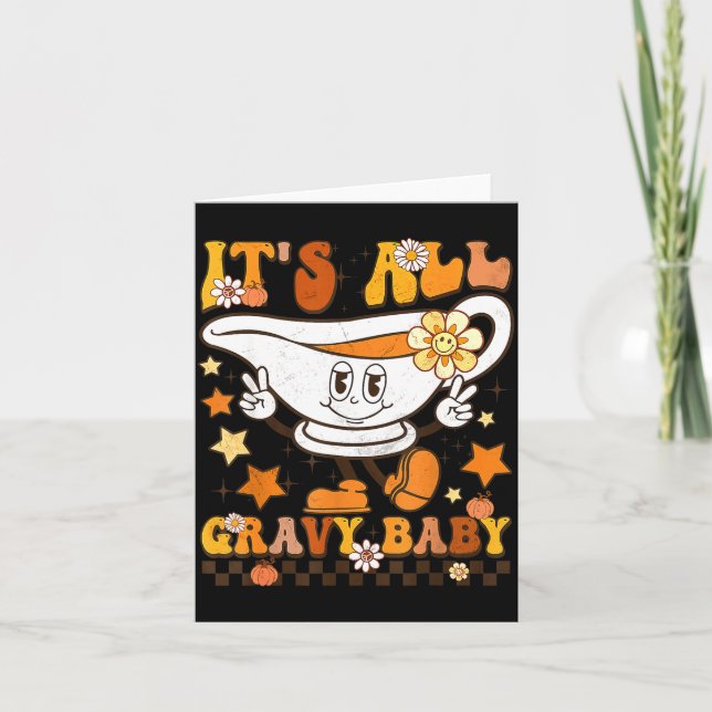 It’s All Gravy Baby Shirt Retro Groovy Happy Thank Card (Front)