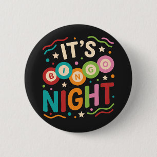It’s Bingo Night Colorful Retro Bingo Player Party Button