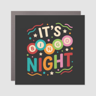 It’s Bingo Night Colorful Retro Bingo Player Party Car Magnet
