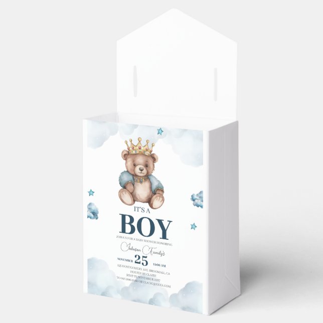 IT’S BOY Bear Baby Shower Favor Boxes (Opened)