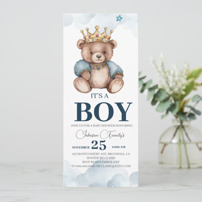 IT’S BOY Bear Baby Shower Invitation (Standing Front)