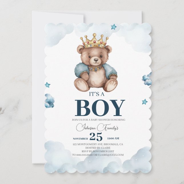 IT’S BOY Bear Baby Shower Invitation (Front)