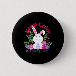 It’s Bunny Time Funny Easter Sunday Egg Hunting Gi Button