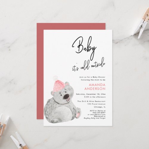  its cold outside Bear Baby Shower Invitation