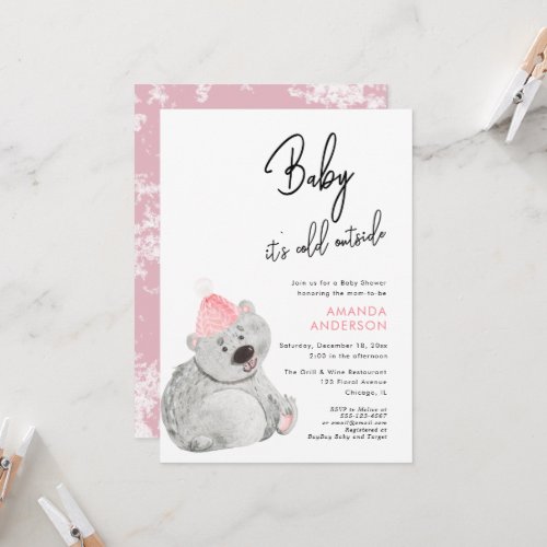  its cold outside Bear Baby Shower Invitation