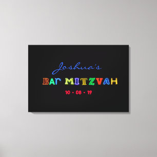 IT"S ELECTRIC Bar Mitzvah Memory Sign-In Board Canvas Print