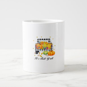 It’s Fall Y’all Autumn Pumpkin Plaid Giant Coffee Mug