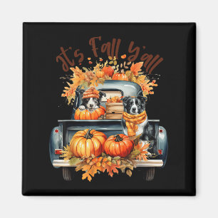 It’s Fall Y’all Border Collie Pumpkins Truck Autum Magnet