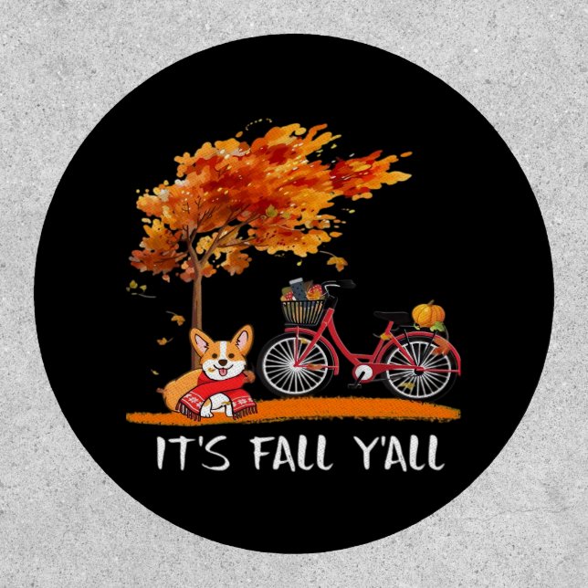 It’s Fall Y’all Cardigan Dog Autumn Funny Graphic Patch (Front)