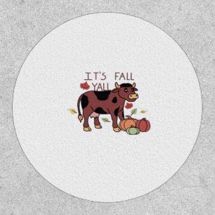 It’s Fall Y’all Cow Retro Style Patch