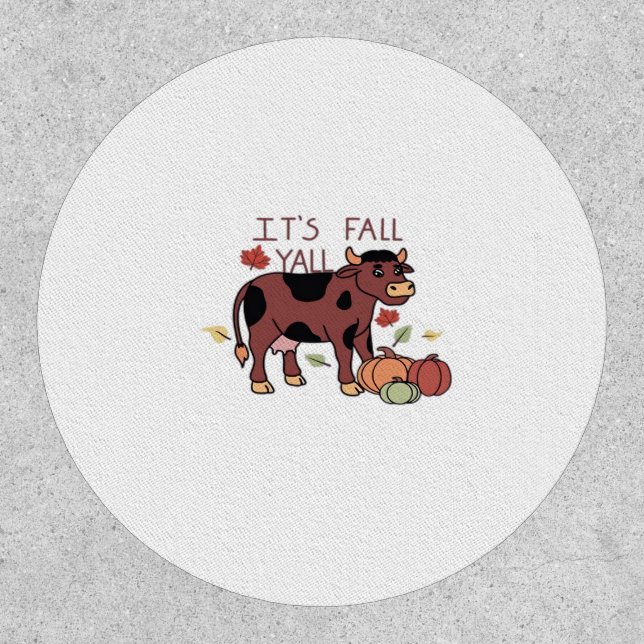 It’s Fall Y’all Cow Retro Style Patch (Front)
