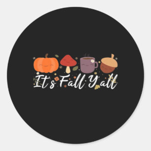 It’s Fall Y’all Cute Coffee Pumpkin Autumn Tree Fa Classic Round Sticker