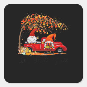 It’s Fall Y’all Cute Gnomes Tree Fall Leaves Square Sticker