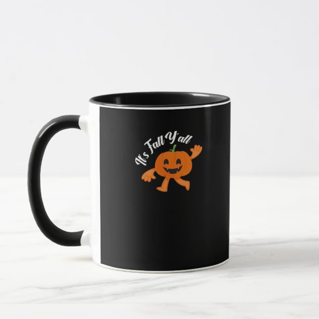 It’s Fall Y’all Cute Pumpkin Illustration Mug (Left)
