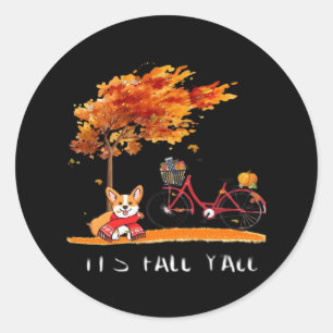It’s Fall Y’all Dachshund Autumn Costume Classic Round Sticker