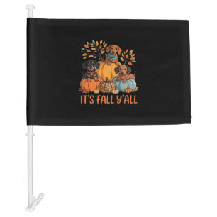 It’s Fall Y’all Dachshund Pumpkins Fall Classic Car Flag