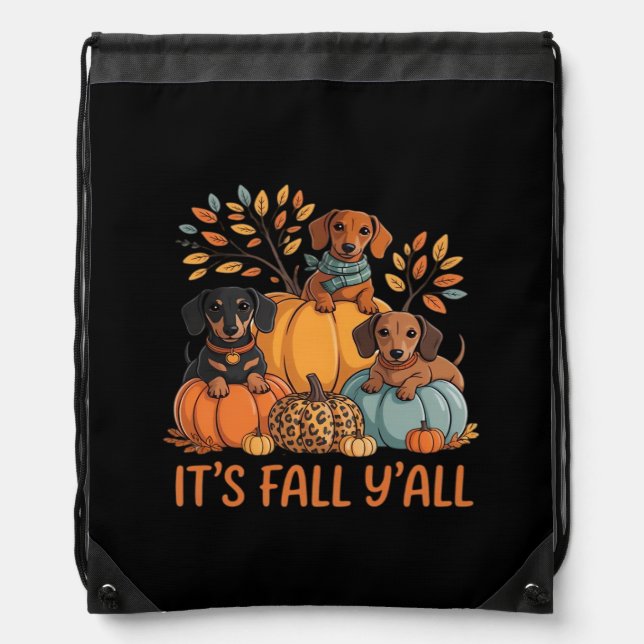 It’s Fall Y’all Dachshund Pumpkins Fall Classic Drawstring Bag (Front)