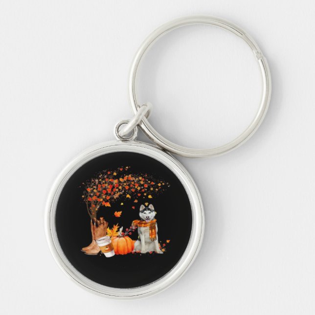 It’s Fall Y’all Dog Autumn Aesthetic Style Keychain (Front)