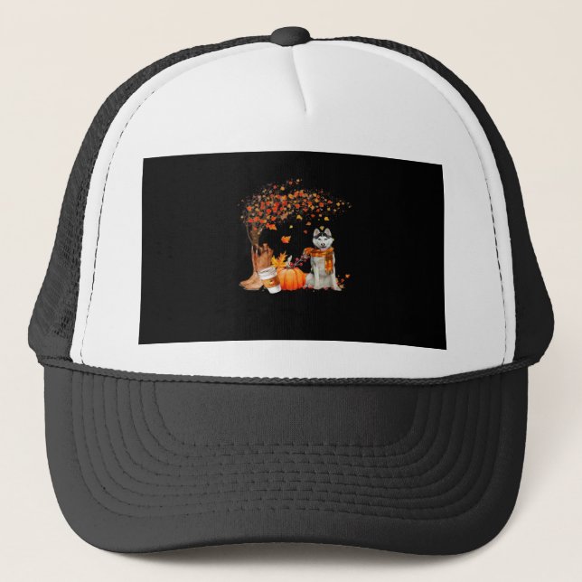 It’s Fall Y’all Dog Autumn Aesthetic Style Trucker Hat (Front)
