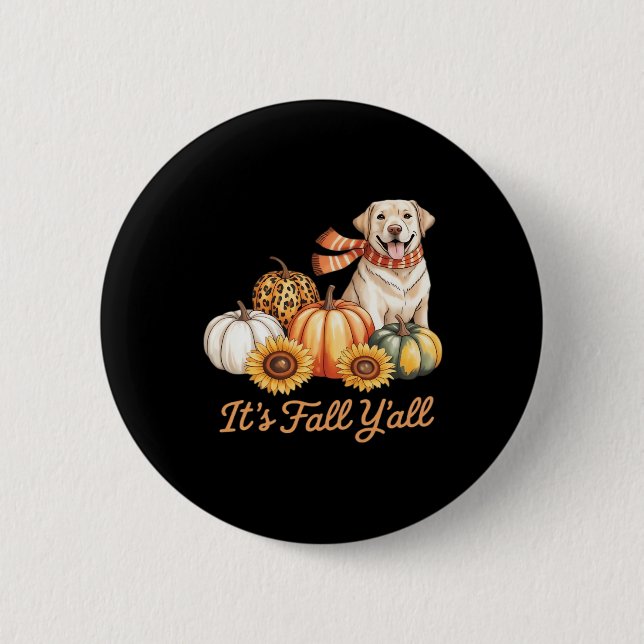 It’s Fall Y’all Dog Leopard Pumpkin Creative Style Button (Front)