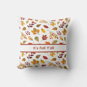It’s Fall Y’all - Farmhouse Leaf Pattern Decor Throw Pillow