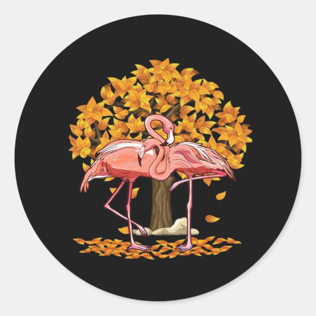 It’s Fall Y’all Flamingo Autumn Style Classic Round Sticker (Front)