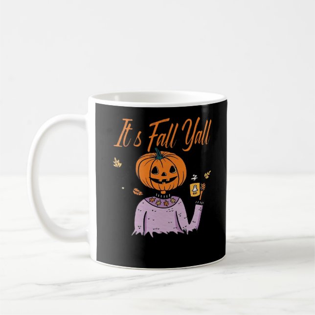 It’s Fall Y’all Funny Minimal Style Coffee Mug (Left)