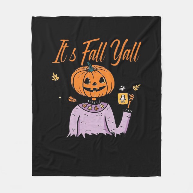 It’s Fall Y’all Funny Minimal Style Fleece Blanket (Front)