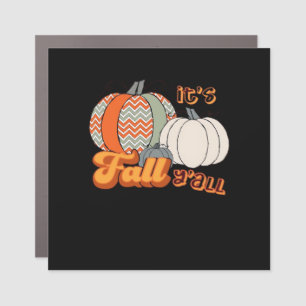 It’s Fall Y’all, Funny Pumpkins Chevron Pattern Car Magnet