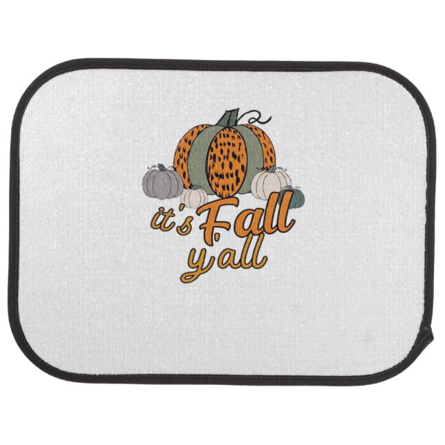 It’s Fall Y’all, Funny Pumpkins Leopard Pattern Car Floor Mat (Rear)