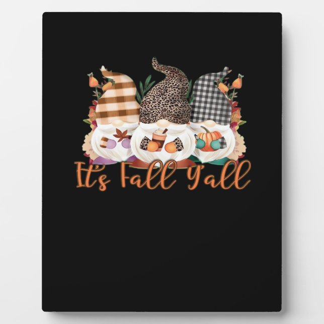 It’s Fall Y’all Gnomes Plaid Leopard Autumn Style Plaque (Front)
