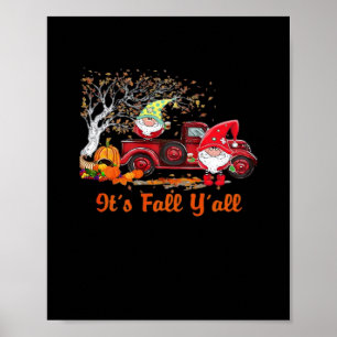 It’s Fall Y’all Gnomes Pumpkin Spice Style Poster
