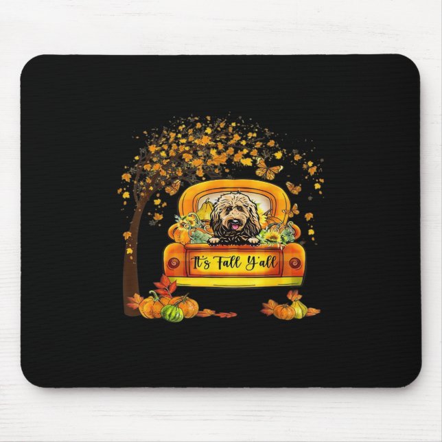 It’s Fall Y’all Goldendoodle Pumpkin Autumn Look Mouse Pad (Front)