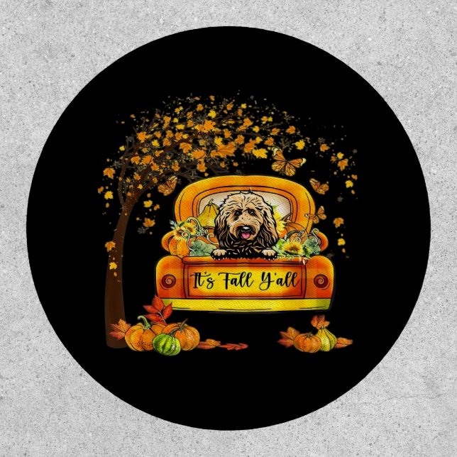 It’s Fall Y’all Goldendoodle Pumpkin Autumn Look Patch (Front)