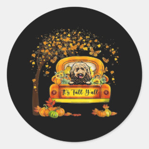 It’s Fall Y’all Goldendoodle Thanksgiving Pumpkin Classic Round Sticker