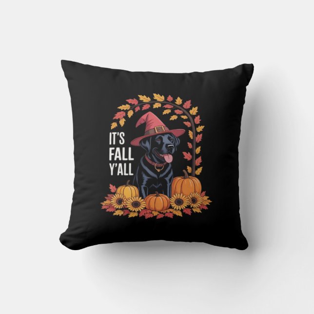 It’s Fall Y’all Halloween Autumn Funny Quote Throw Pillow (Front)