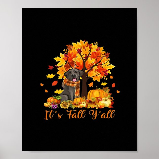 It’s Fall Y’all Halloween Autumn Retro Graphic Poster (Front)