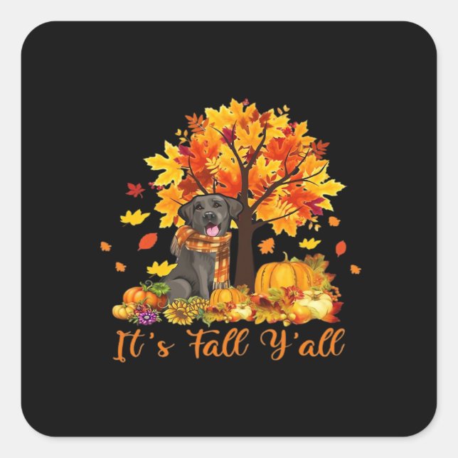 It’s Fall Y’all Halloween Autumn Retro Graphic Square Sticker (Front)