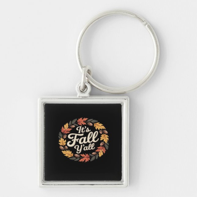 It’s Fall Y’all Halloween Bats Pumpkin Trendy Keychain (Front)
