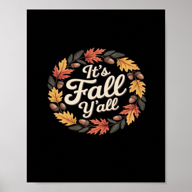 It’s Fall Y’all Halloween Bats Pumpkin Trendy Poster (Front)