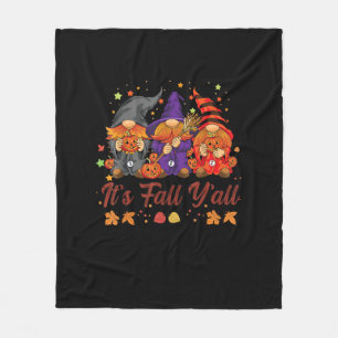 It’s Fall Y’all Halloween Gnomes Pumpkin Vintage Fleece Blanket