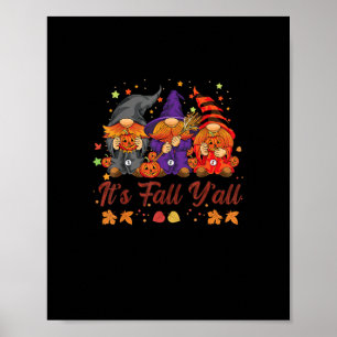 It’s Fall Y’all Halloween Gnomes Pumpkin Vintage Poster