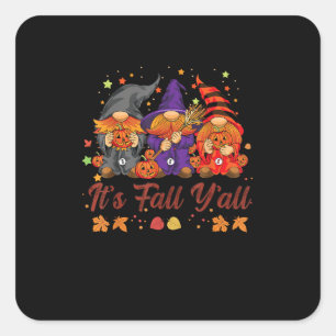 It’s Fall Y’all Halloween Gnomes Pumpkin Vintage Square Sticker
