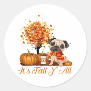 It’s Fall Y’all Halloween Thanksgiving Retro Class Classic Round Sticker
