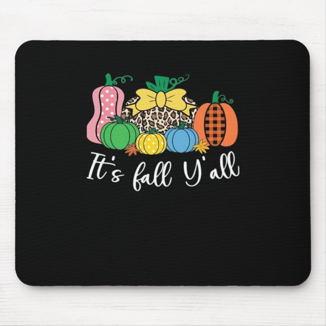 It’s Fall Y’all Leopard Pattern Pumpkin Mouse Pad (Front)