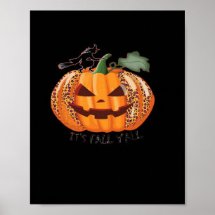 It’s Fall Y’all Leopard Pumpkin Happy Halloween Ne Poster