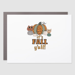 It’s Fall Y’all, Leopard Pumpkins And Owls Car Magnet