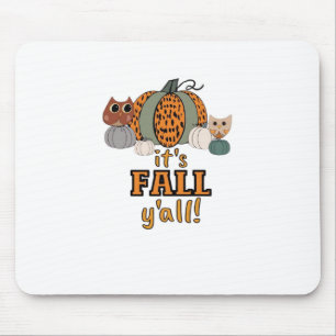 It’s Fall Y’all, Leopard Pumpkins And Owls Mouse Pad