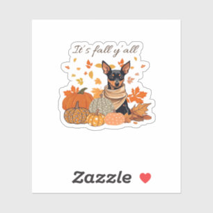It’s Fall Y’all - Miniature Pinscher With Pumpkins Sticker