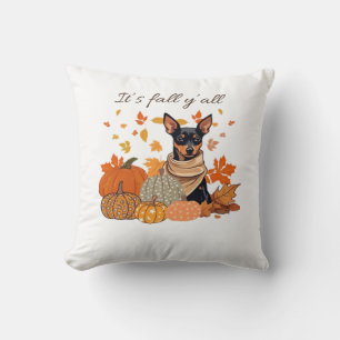 It’s Fall Y’all - Miniature Pinscher With Pumpkins Throw Pillow